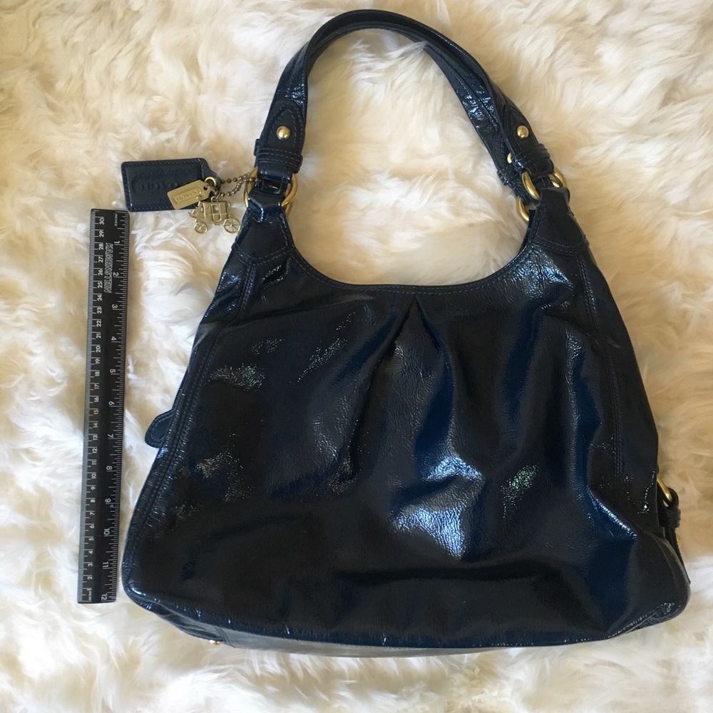 COACH Large Blue Leather Shoulder Bag